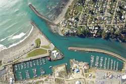 a bird's-eye view of the busy port of brookings harbor